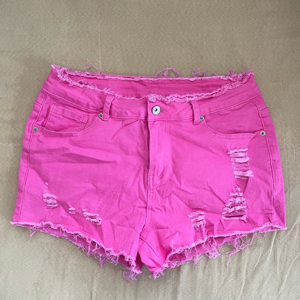 Hot pink jean shorts